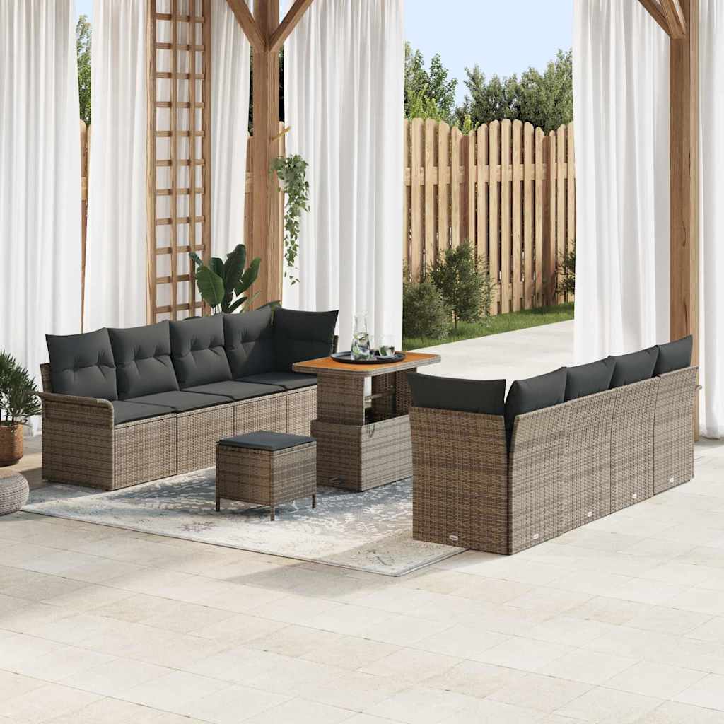 Garten-Sofa-Set mit Kissen mit Speicher Grau 90 x 55 x 71 cm