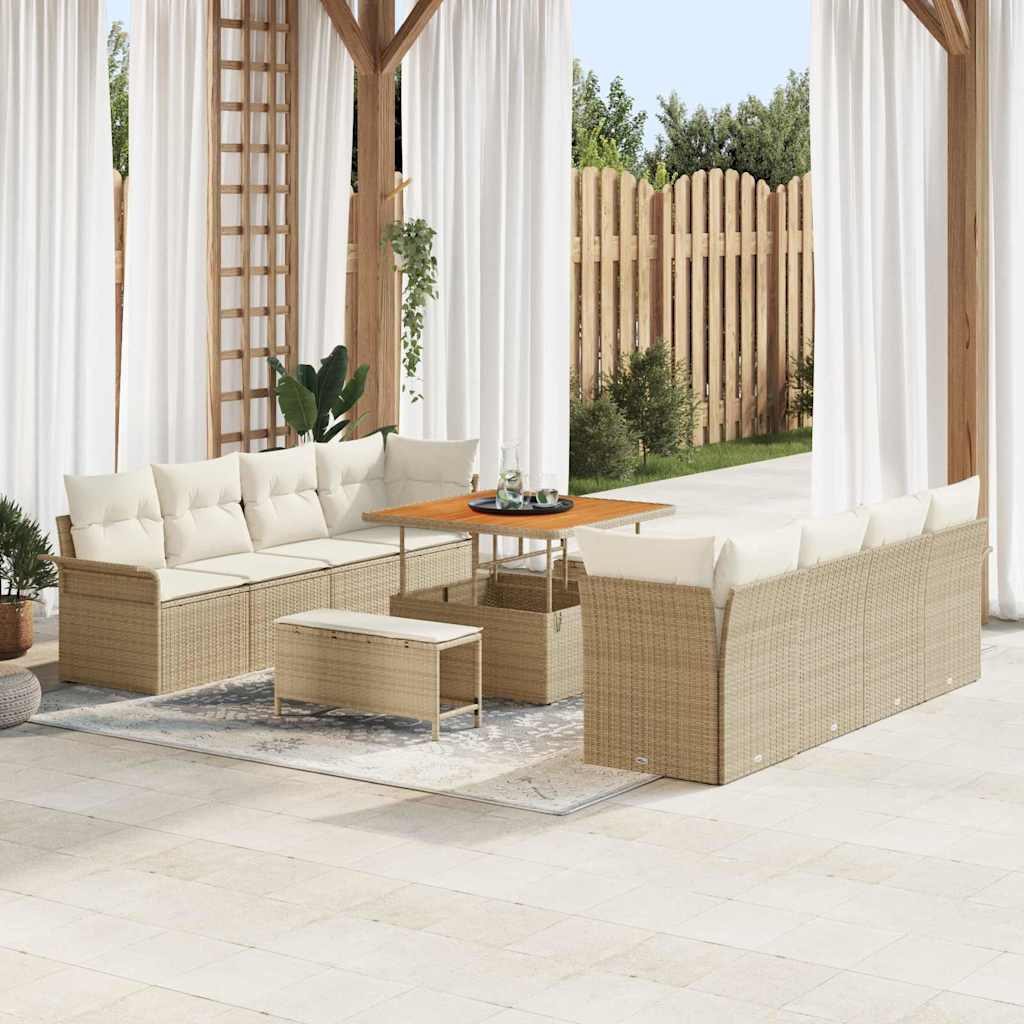 Garten-Sofa-Set mit Kissen Beige und Creme 100 x 100 x 71 cm