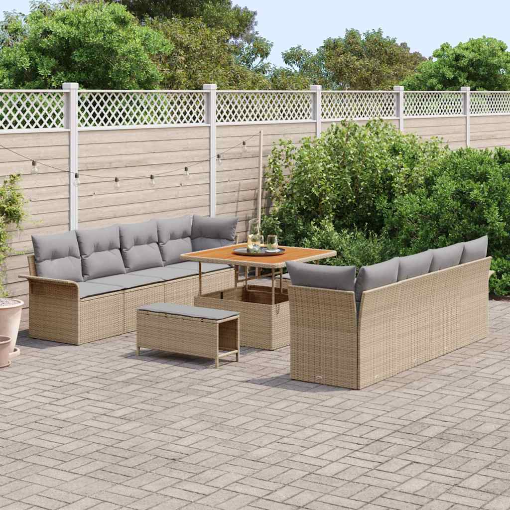 Garten-Sofa-Set mit Kissen Beige und Hellgrau 100 x 100 x 71 cm