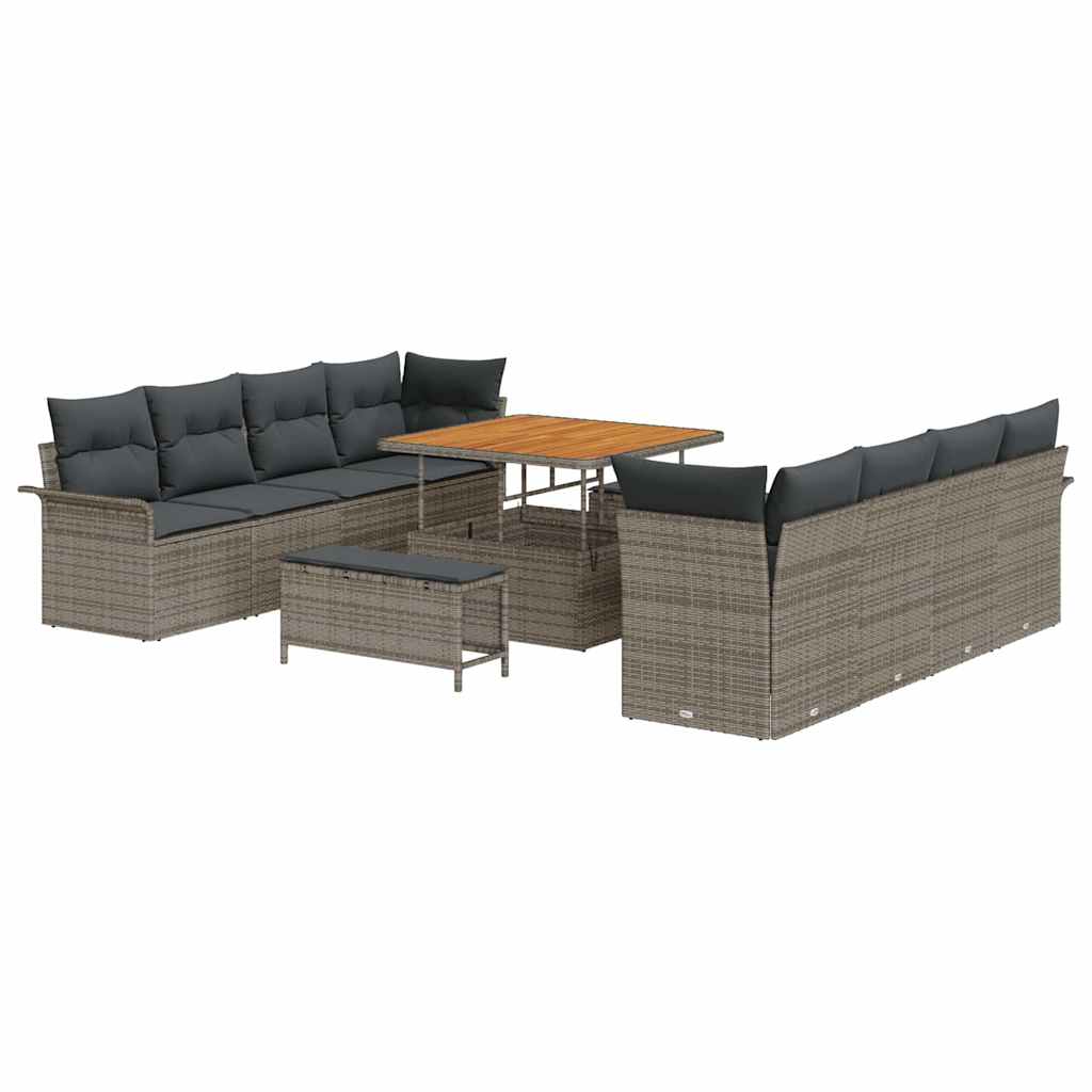Garten-Sofa-Set mit Kissen mit Speicher Grau 100 x 100 x 71 cm