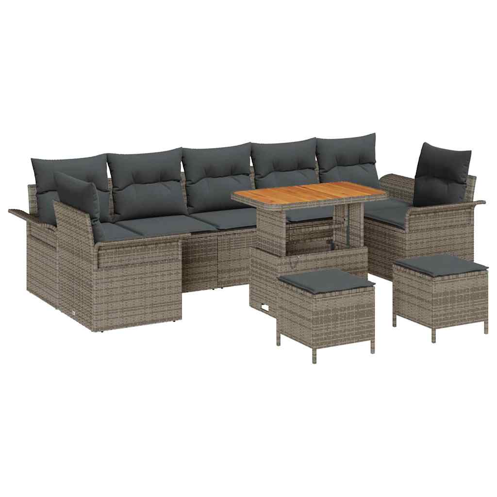 Garten-Sofa-Set mit Kissen mit Speicher 10 pcs Grau