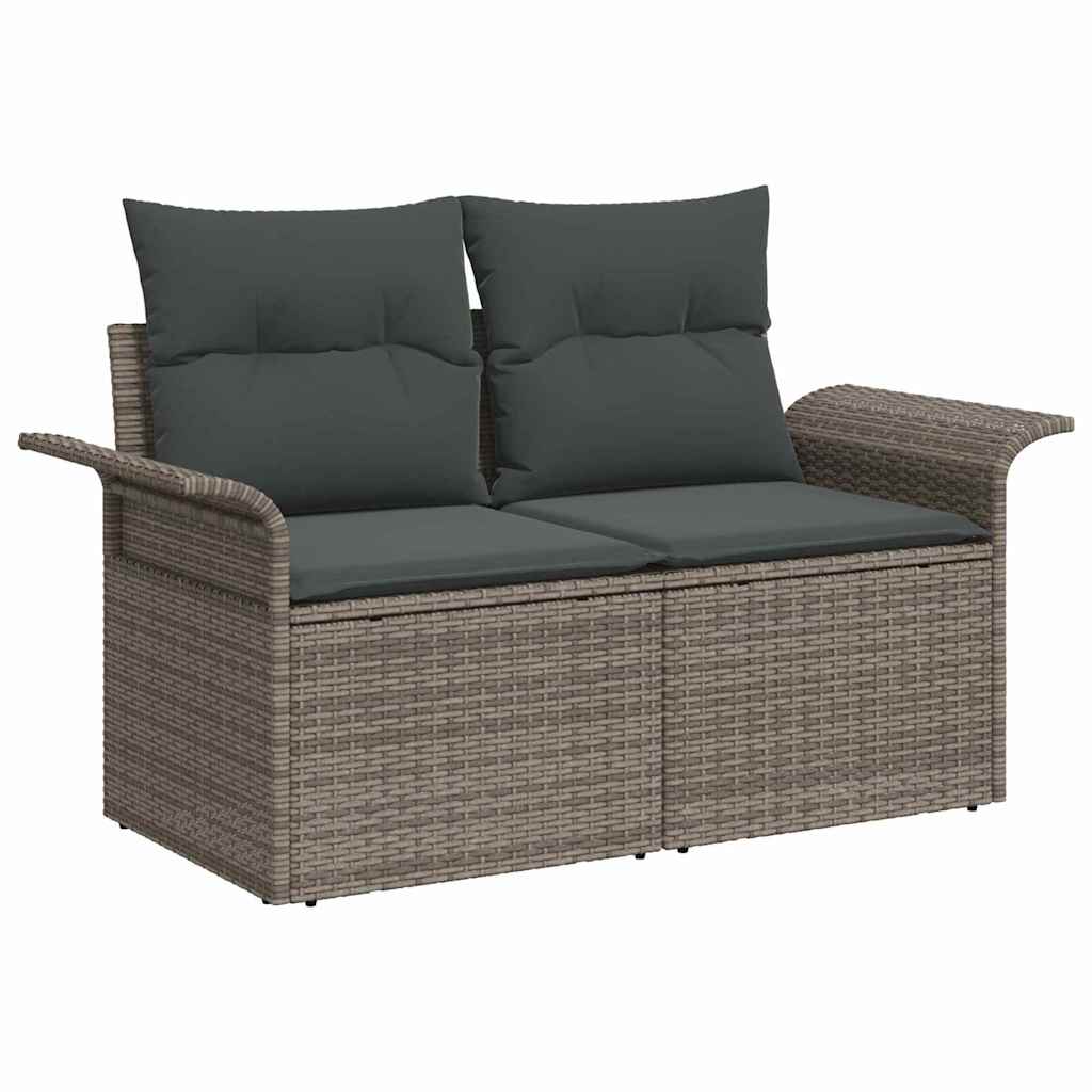 Garten-Sofa-Set mit Kissen mit Speicher mit Kissen 8 pcs Grau