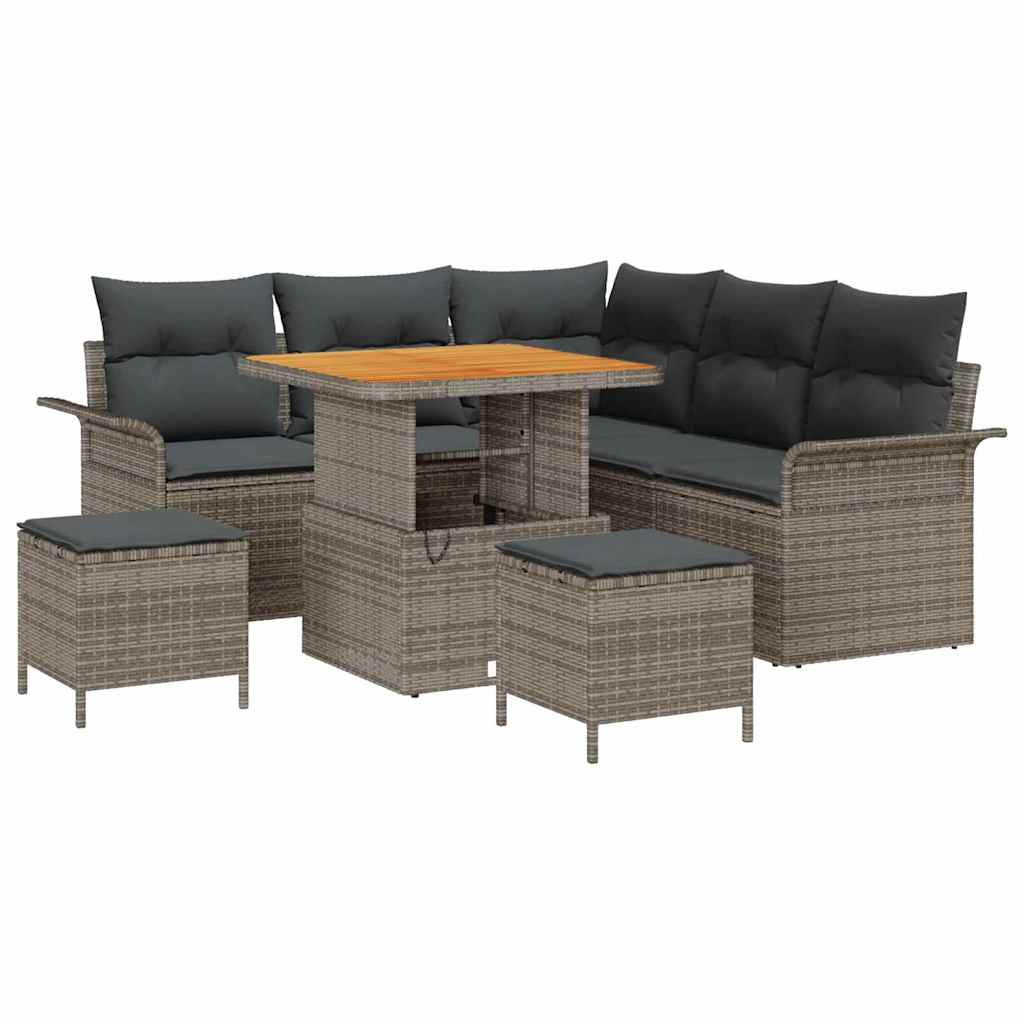 Garten-Sofa-Set mit Kissen mit Speicher mit Kissen 8 pcs Grau