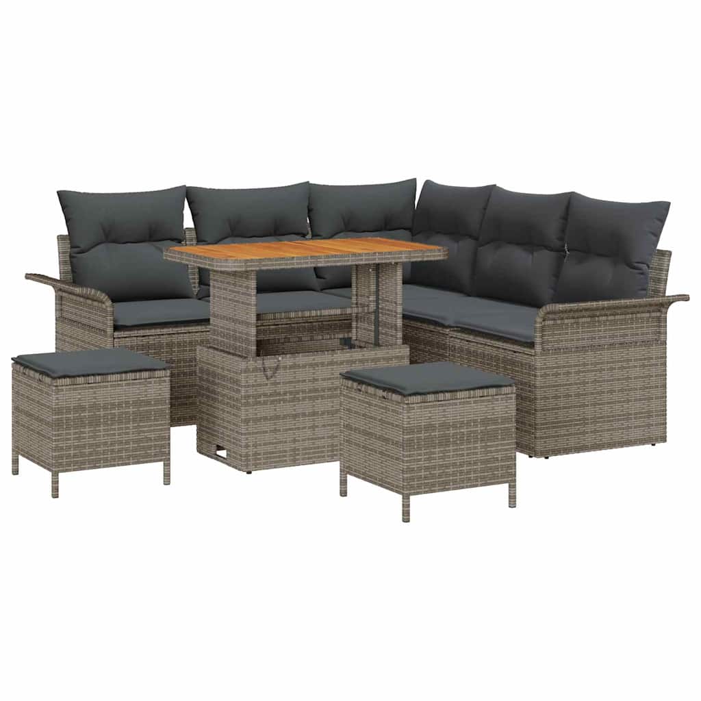 Garten-Sofa-Set mit Kissen mit Speicher mit Kissen 8 pcs Grau