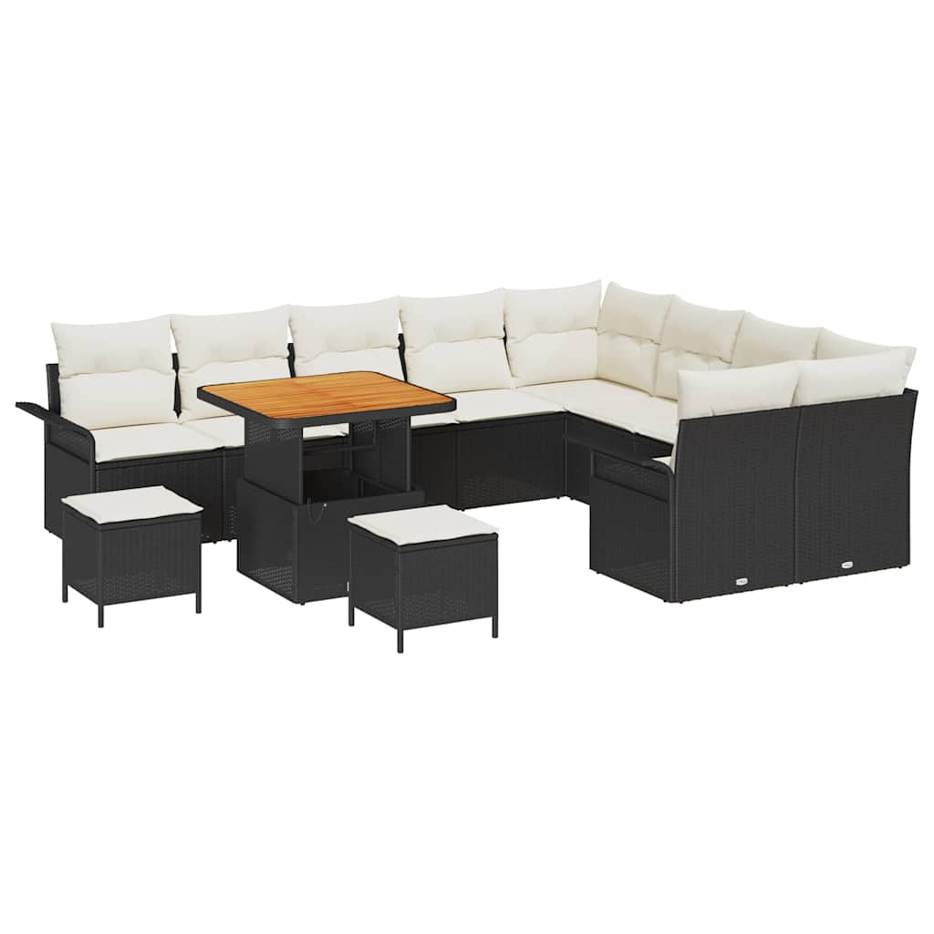 Garten-Sofa-Set mit Kissen mit Kissen 12 pcs Schwarz und Creme