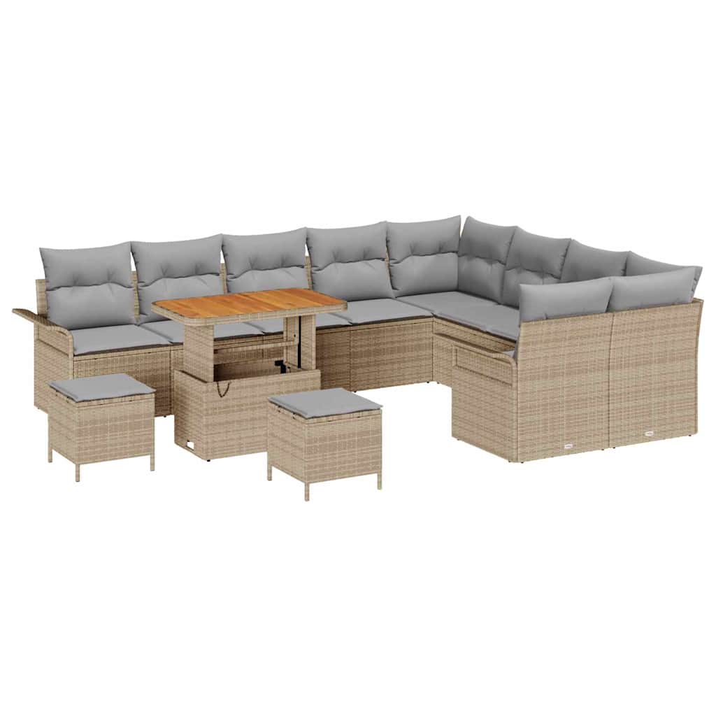 Garten-Sofa-Set mit Kissen mit Kissen 12 pcs Beige und Hellgrau