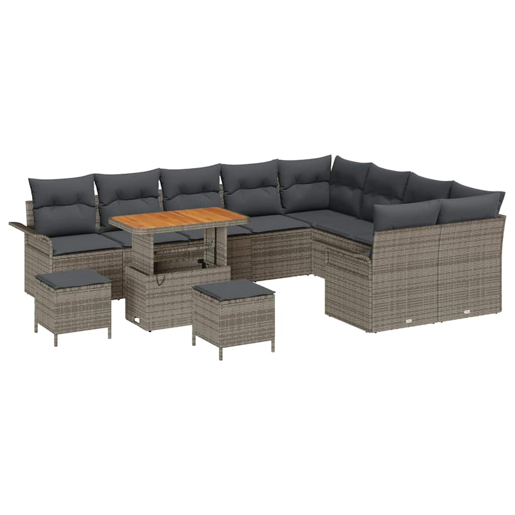 Garten-Sofa-Set mit Kissen mit Speicher mit Kissen 12 pcs Grau