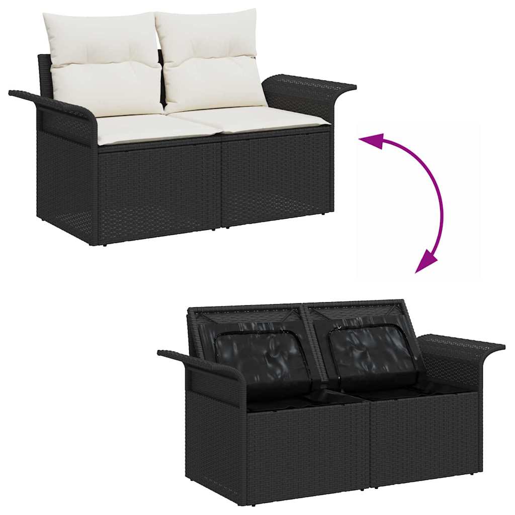 Garten-Sofa-Set mit Kissen 13 pcs Schwarz und Creme