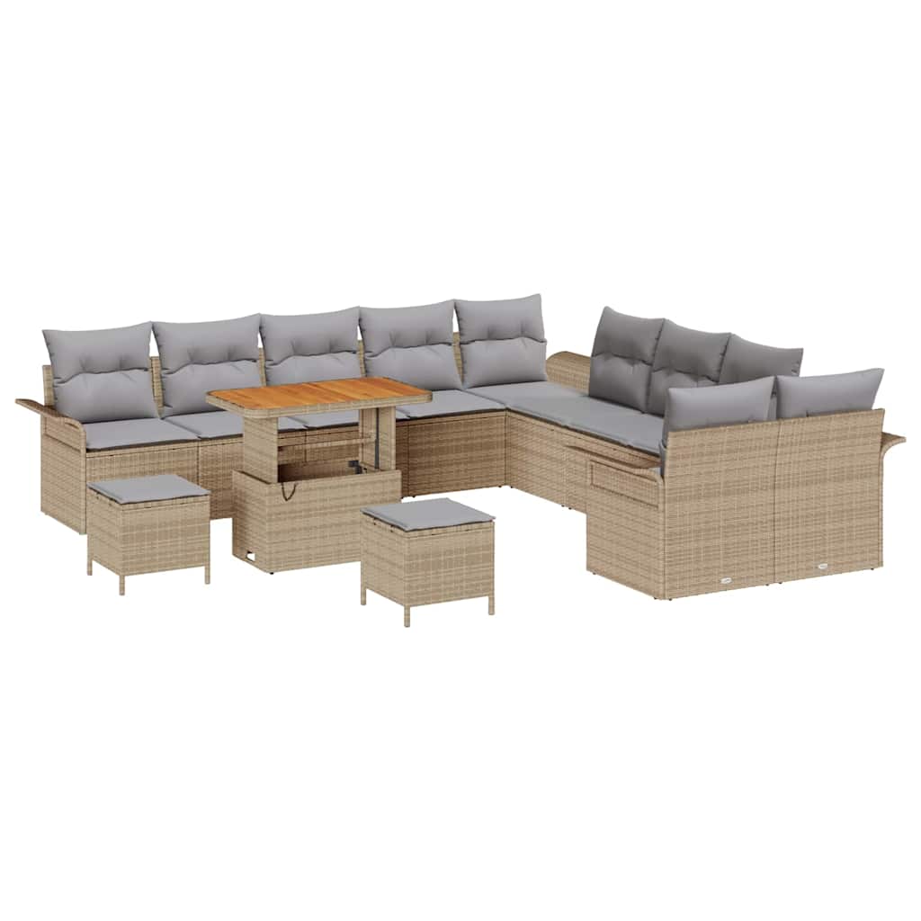 Garten-Sofa-Set mit Kissen 13 pcs Beige und Hellgrau