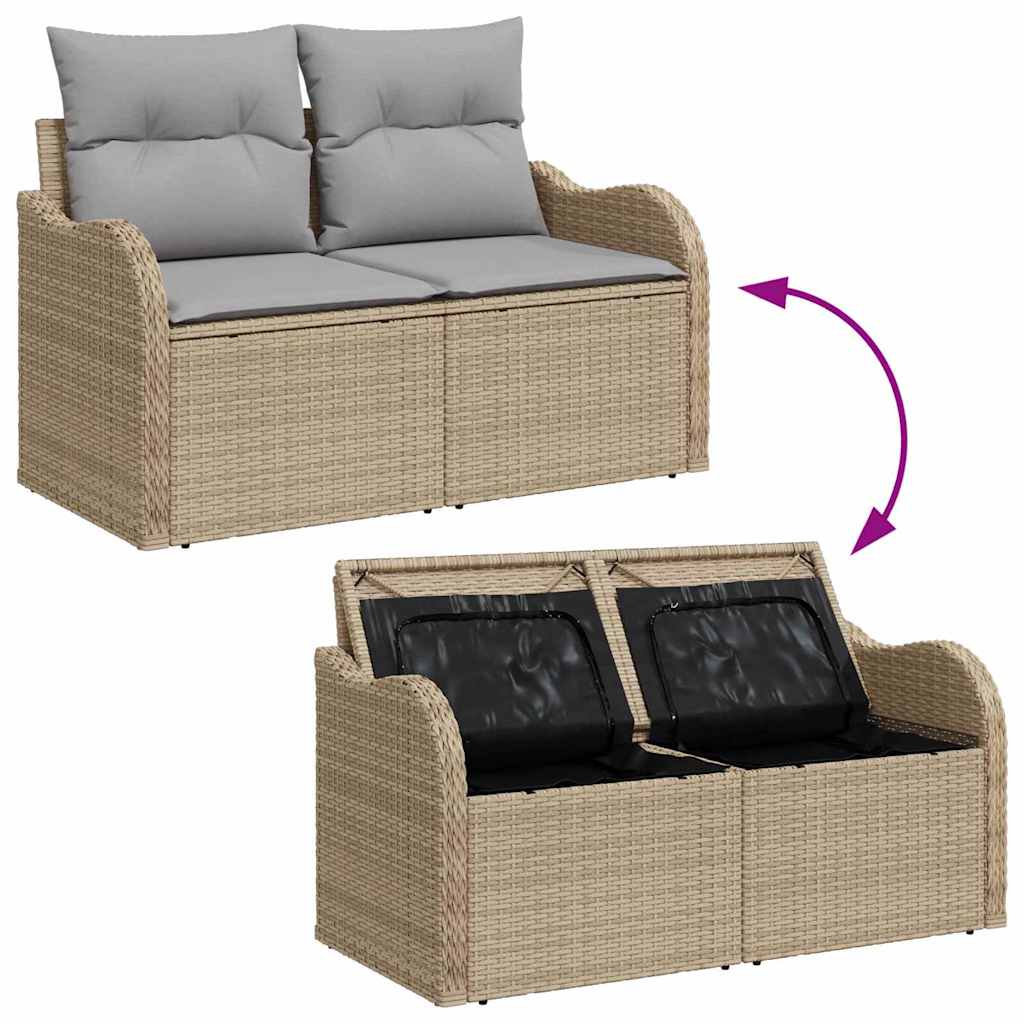 Garten-Sofa-Set mit Kissen 10 pcs Beige und Hellgrau