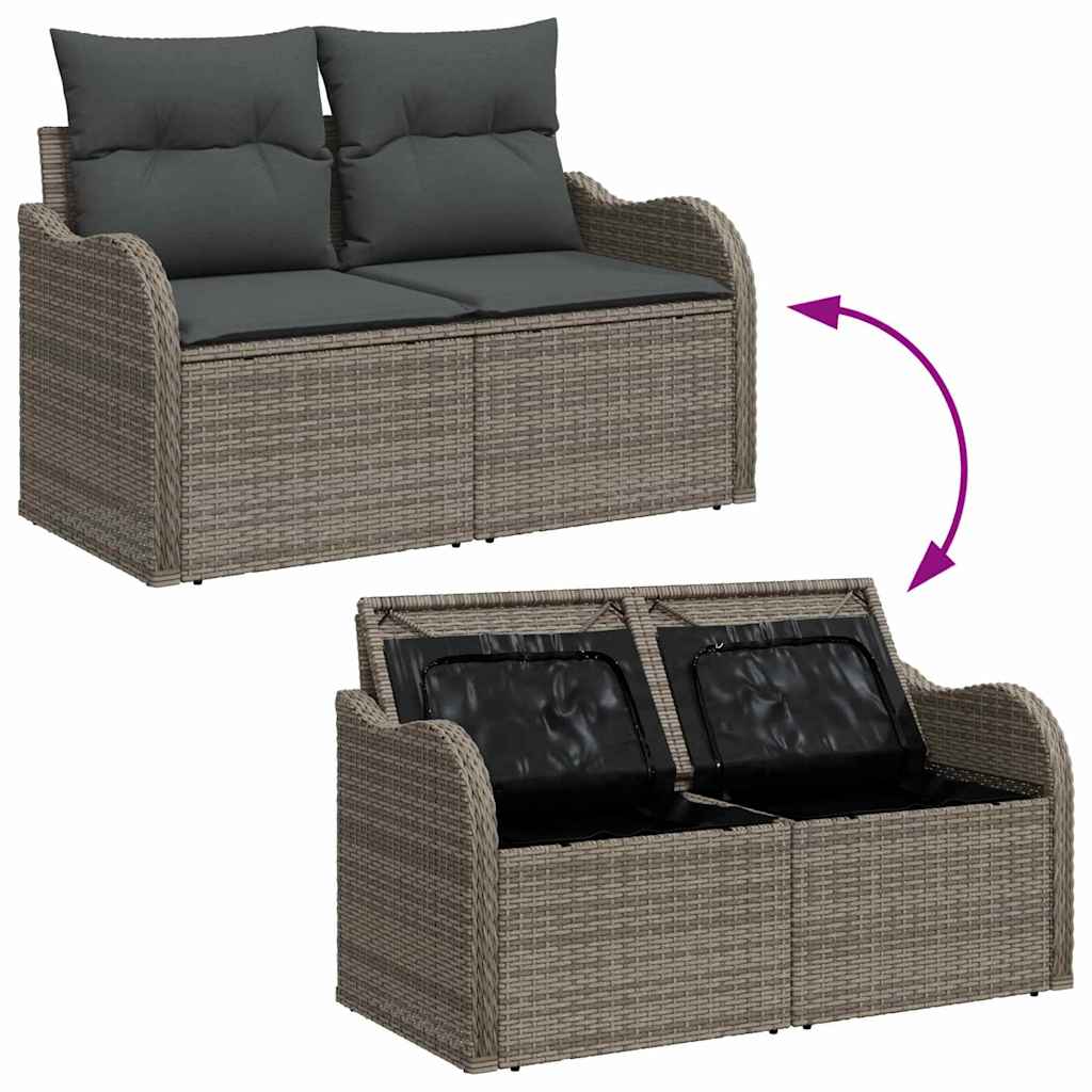 Garten-Sofa-Set mit Kissen mit Speicher 10 pcs Grau