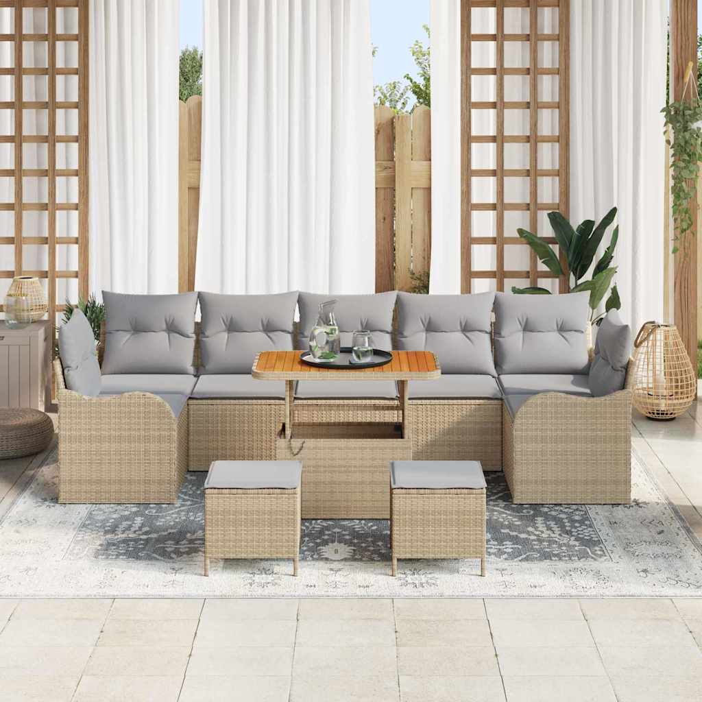 Garten-Sofa-Set mit Kissen 10 pcs Beige und Hellgrau