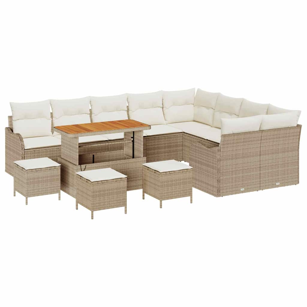Garten-Sofa-Set mit Kissen mit Speicher 13 pcs Beige und Creme