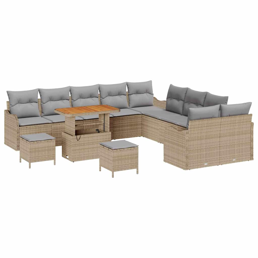 Garten-Sofa-Set mit Kissen 13 pcs Beige und Hellgrau