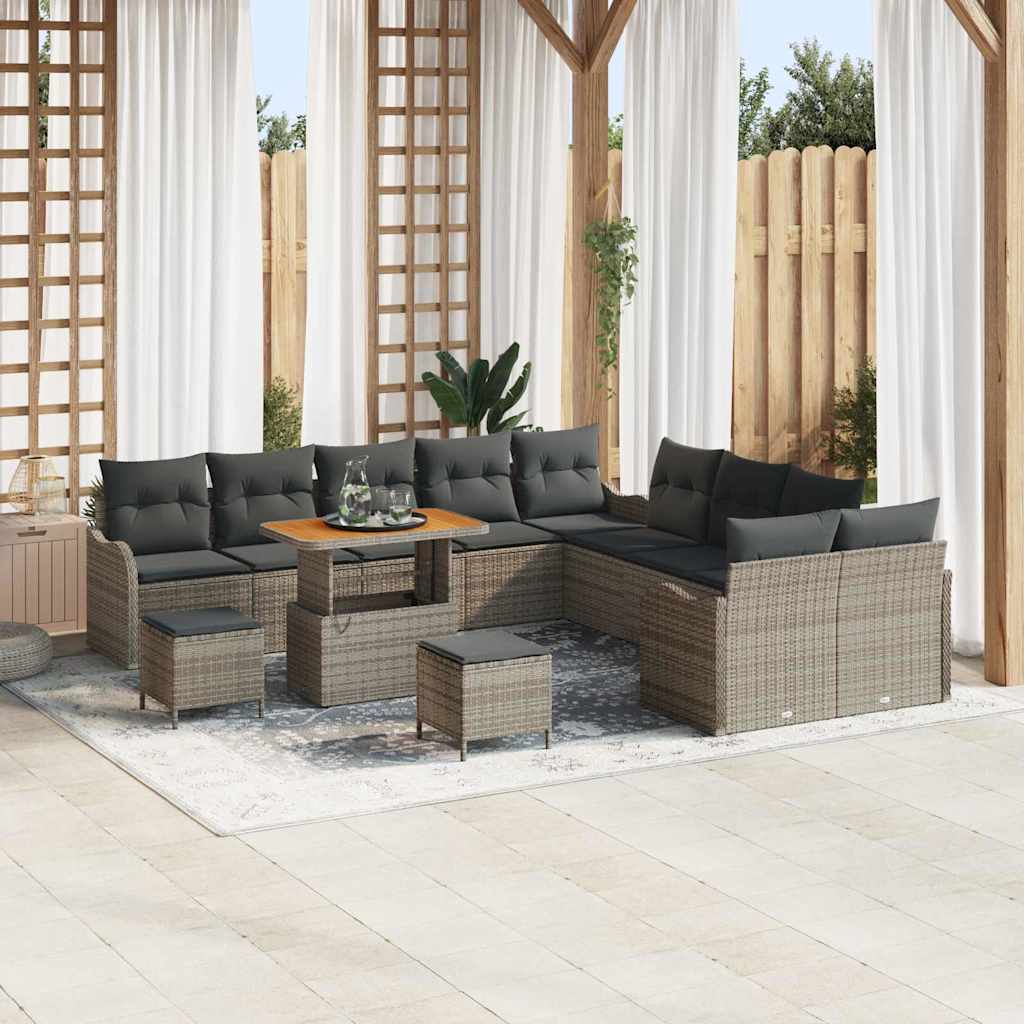 Garten-Sofa-Set mit Kissen mit Speicher 13 pcs Grau