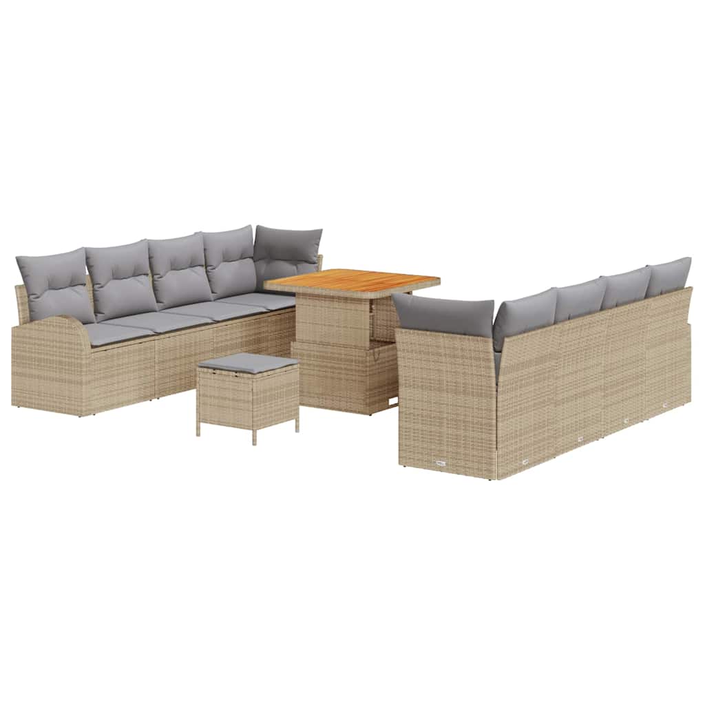 Garten-Sofa-Set mit Kissen 11 pcs Beige und Hellgrau