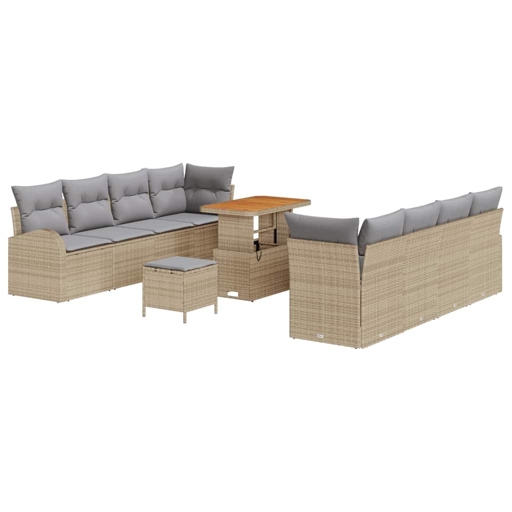 Garten-Sofa-Set mit Kissen mit Kissen 11 pcs Beige und Hellgrau