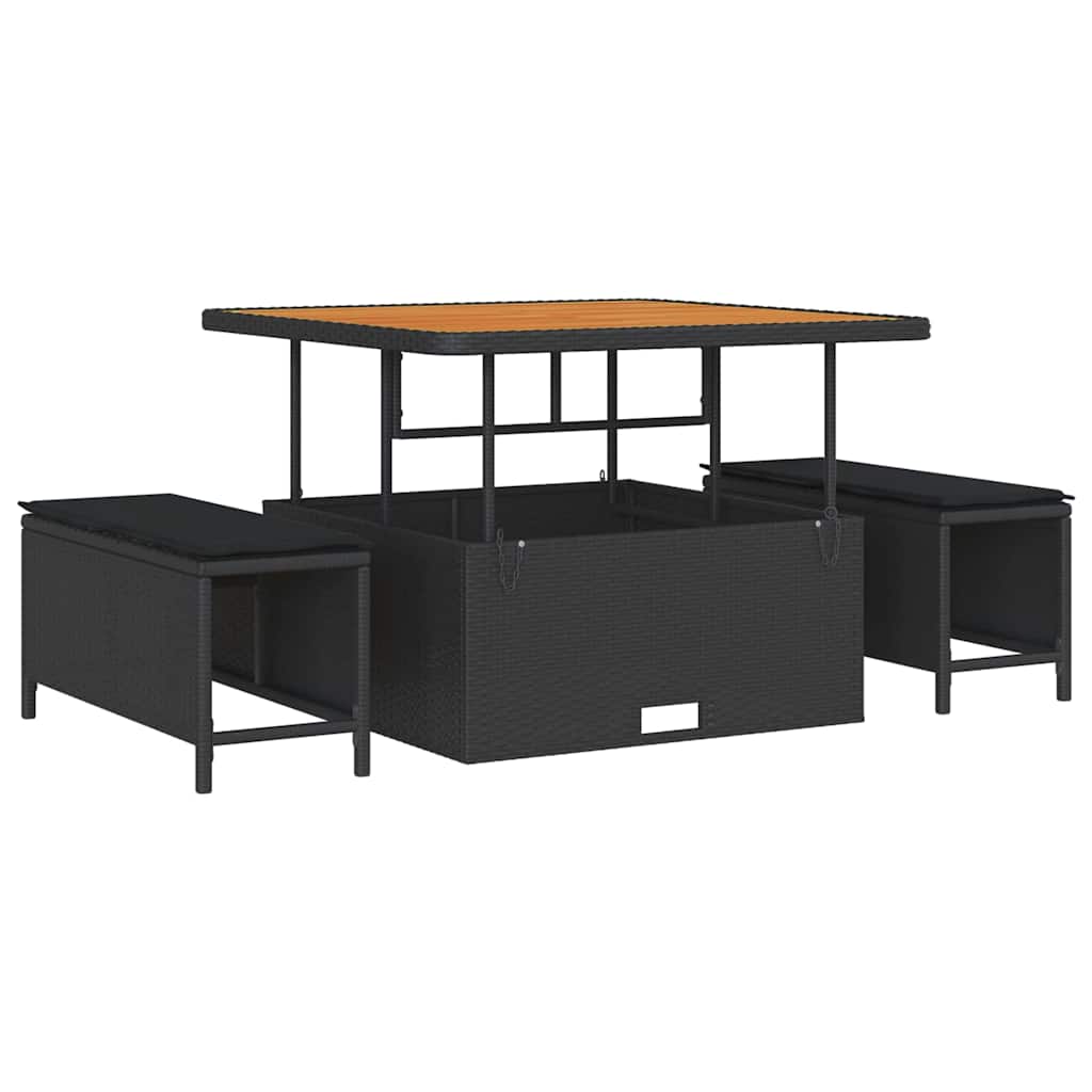 Garten-Sofa-Set mit Kissen mit Speicher 11 pcs Schwarz