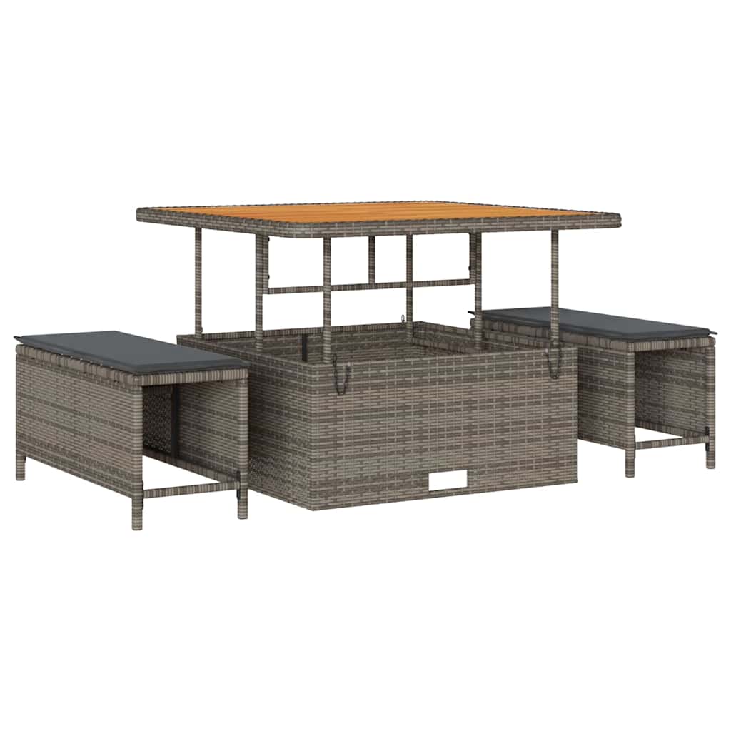 Garten-Sofa-Set mit Kissen mit Speicher mit Kissen 9 pcs Grau