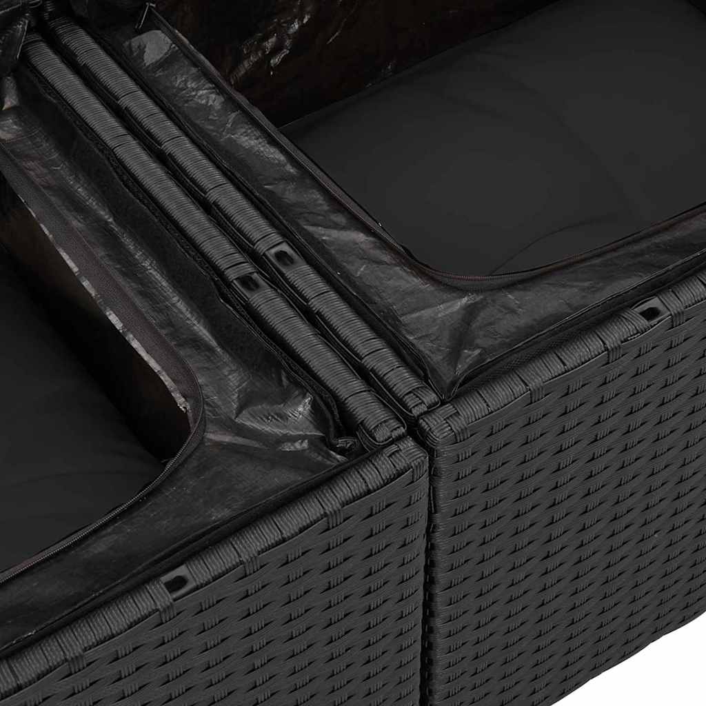 Garten-Sofa-Set mit Kissen mit Speicher 12 pcs Schwarz