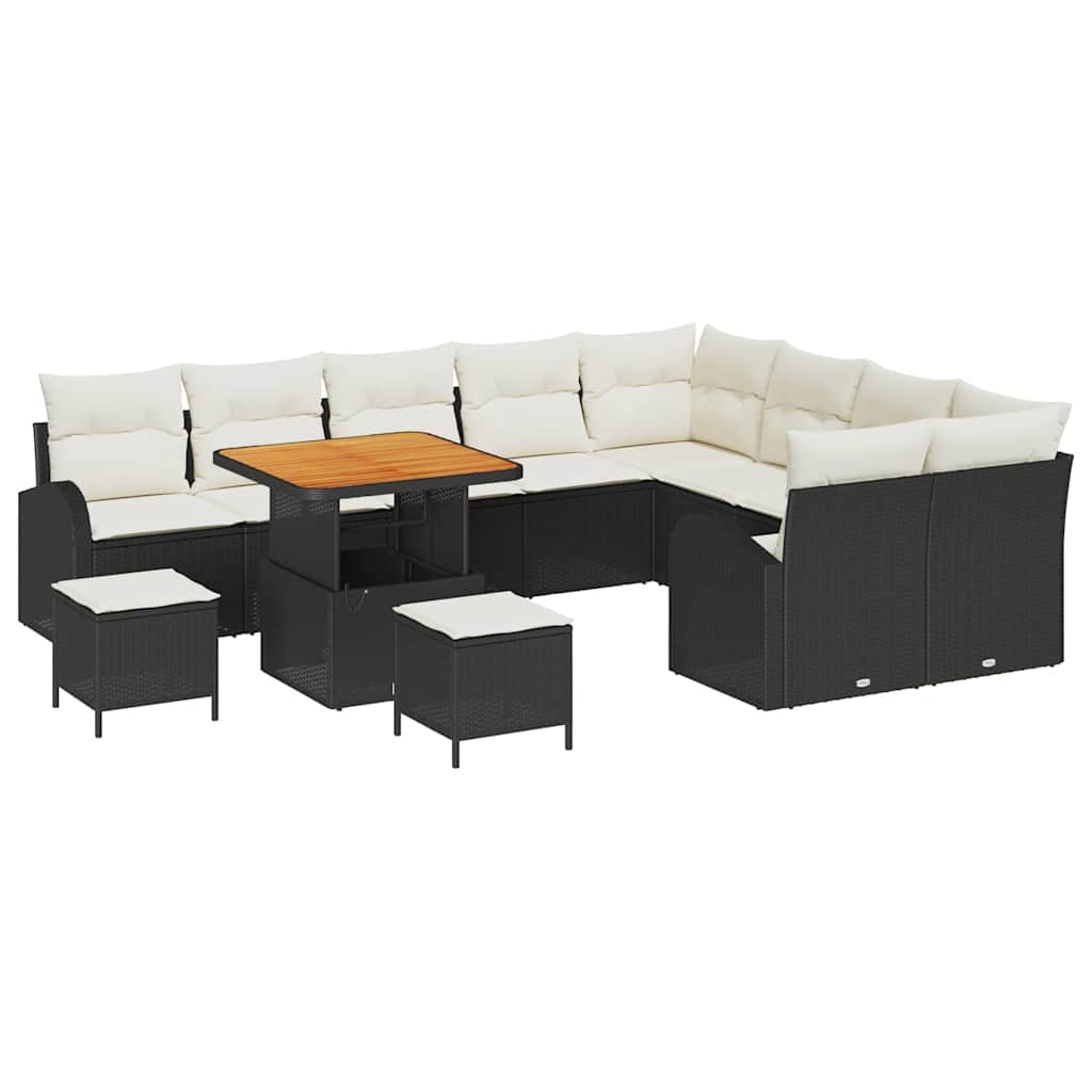 Garten-Sofa-Set mit Kissen 12 pcs Schwarz und Creme