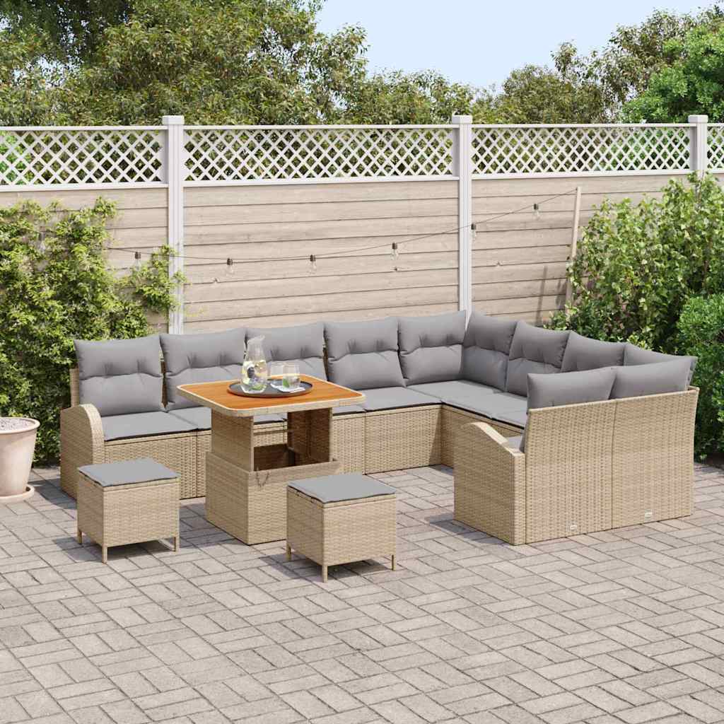 Garten-Sofa-Set mit Kissen 12 pcs Beige und Hellgrau