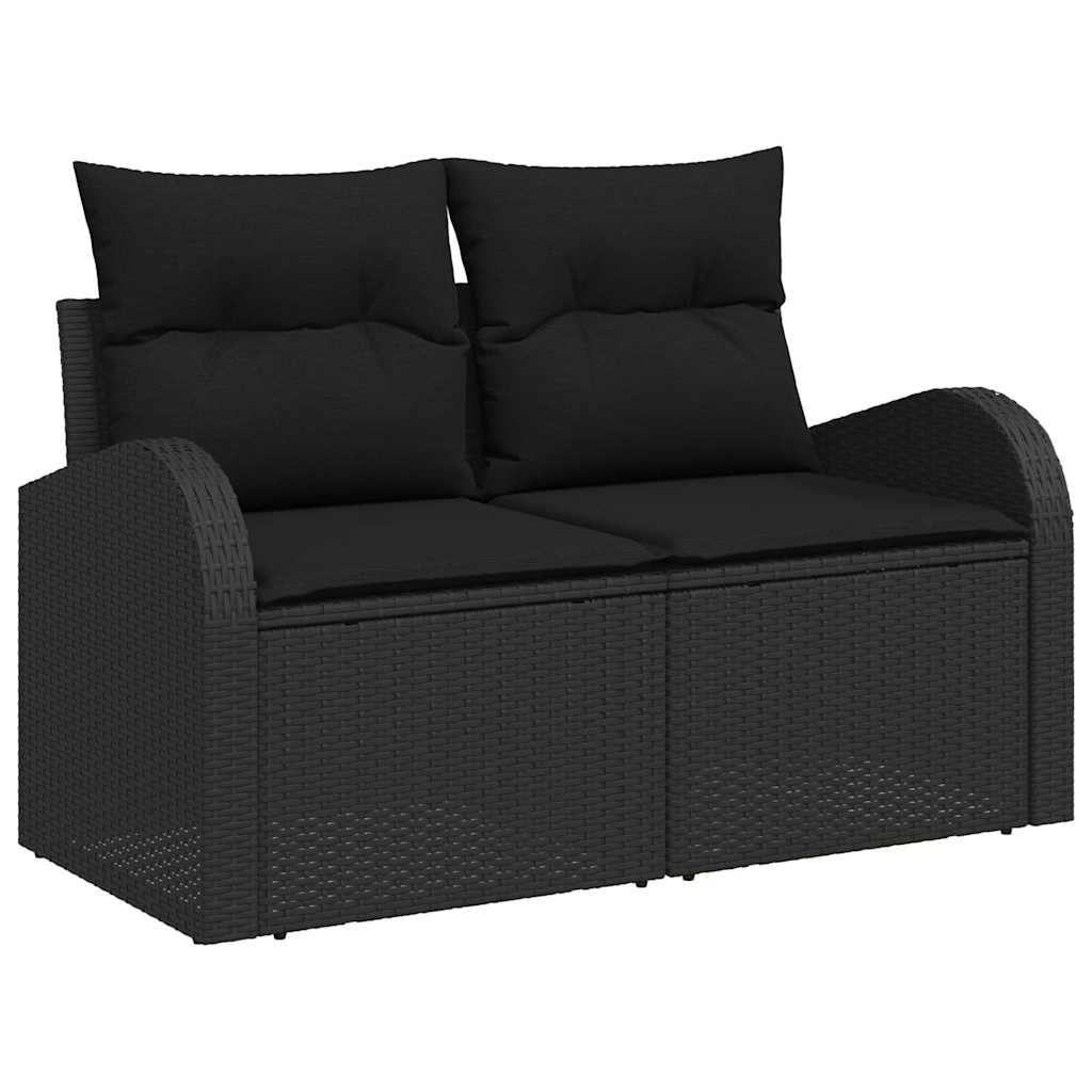 Garten-Sofa-Set mit Kissen mit Speicher 14 pcs Schwarz