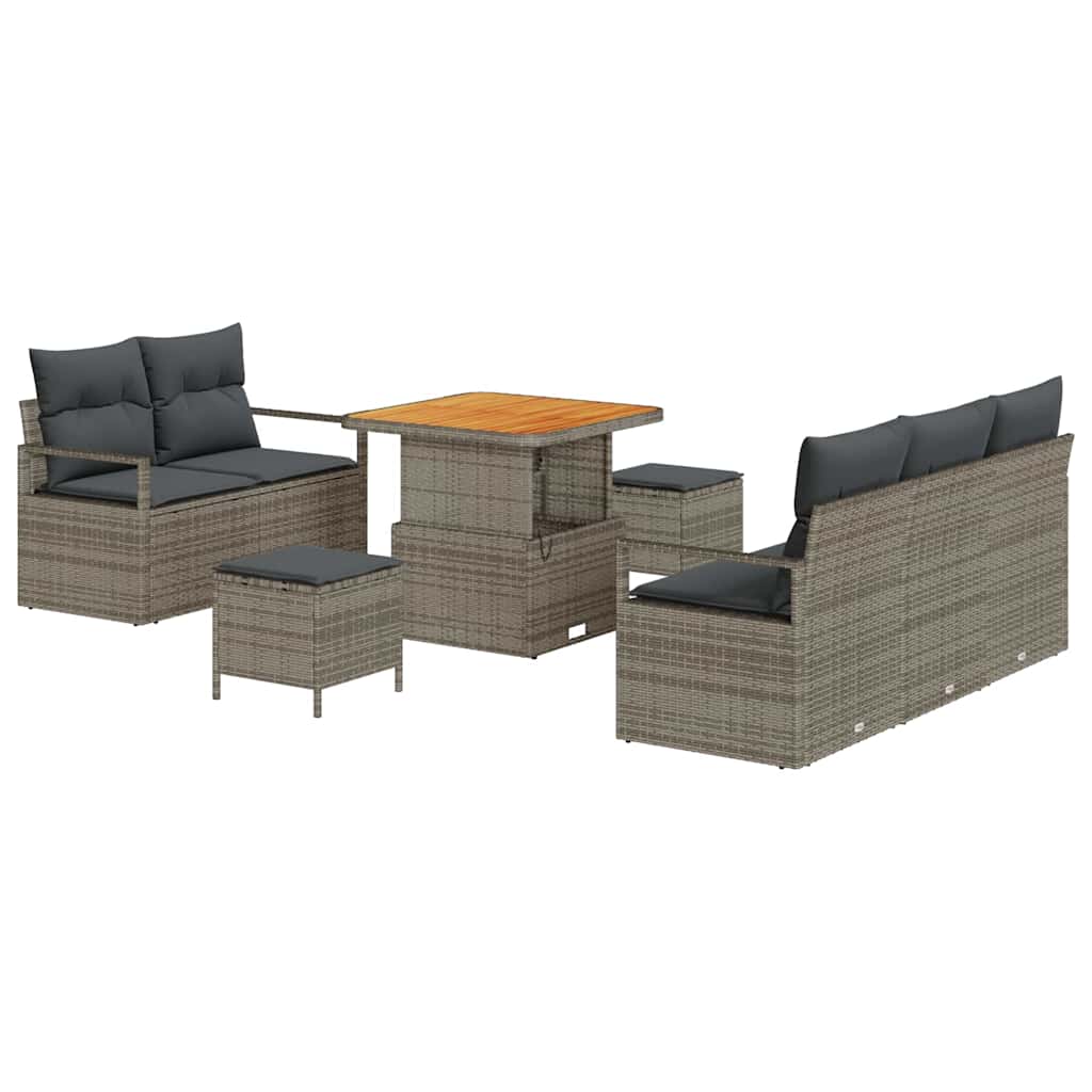 Garten-Sofa-Set mit Kissen mit Speicher 8 pcs Grau