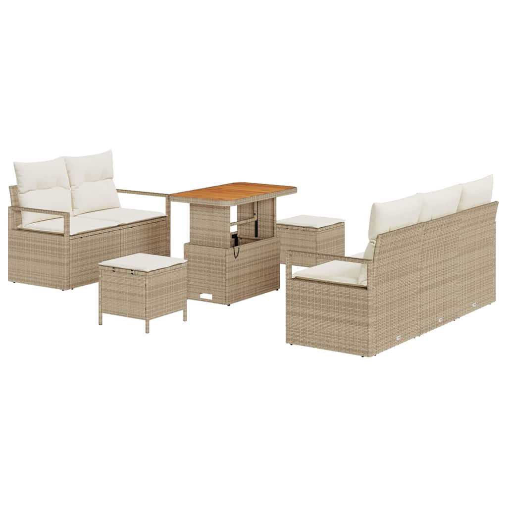Garten-Sofa-Set mit Kissen mit Speicher 8 pcs Beige und Creme