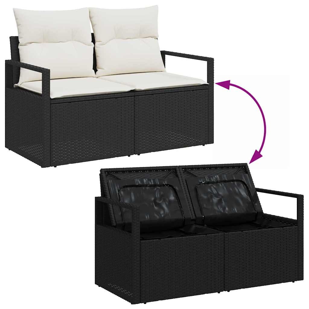Garten-Sofa-Set mit Kissen 10 pcs Schwarz und Creme