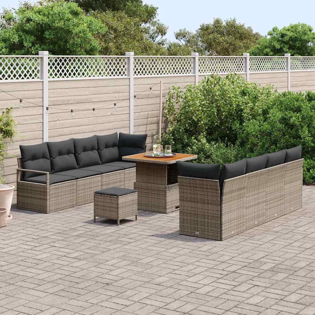 Garten-Sofa-Set mit Kissen mit Speicher Grau 80 x 80 x 71 cm