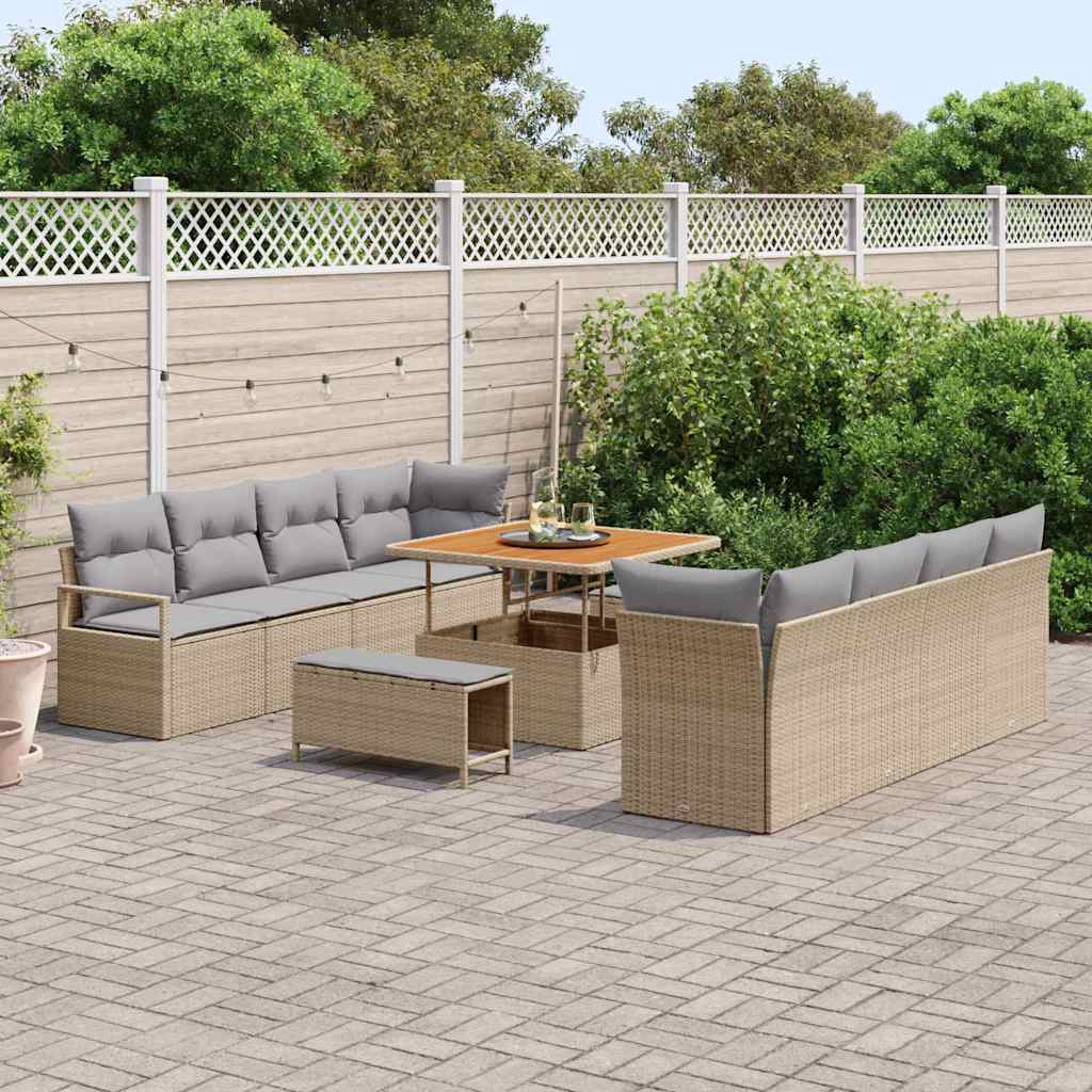 Garten-Sofa-Set mit Kissen Beige und Hellgrau 100 x 100 x 71 cm