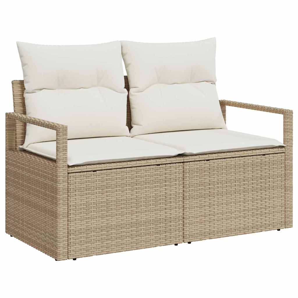Garten-Sofa-Set mit Kissen mit Speicher 10 pcs Beige und Creme