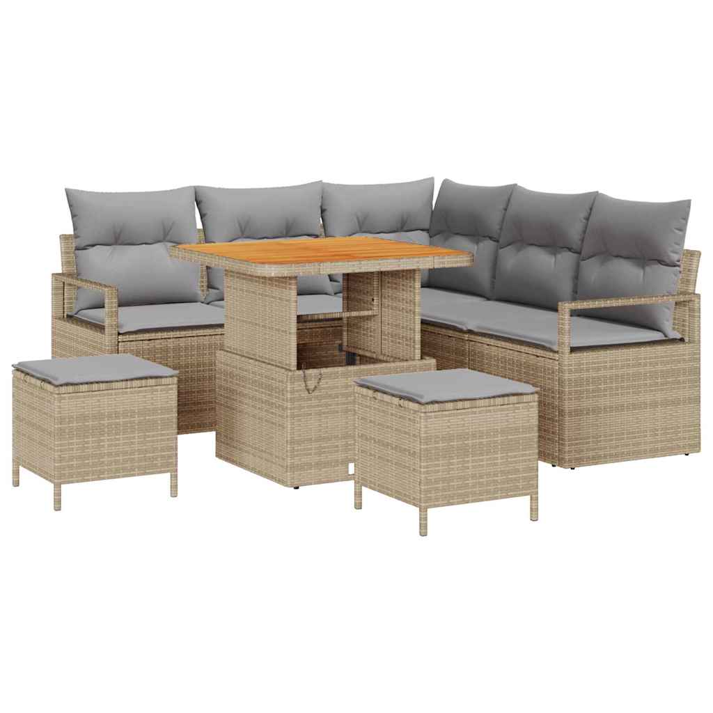 Garten-Sofa-Set mit Kissen 8 pcs Beige und Hellgrau