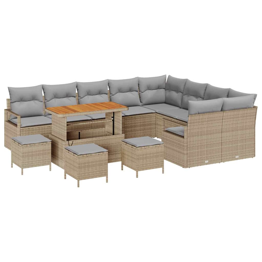 Garten-Sofa-Set mit Kissen 13 pcs Beige und Hellgrau