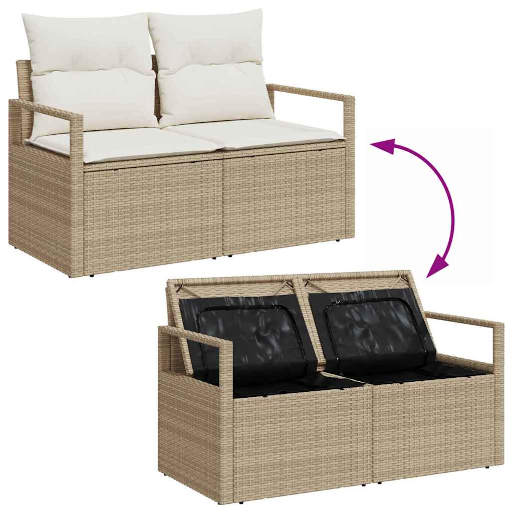 Garten-Sofa-Set mit Kissen mit Speicher 13 pcs Beige und Creme