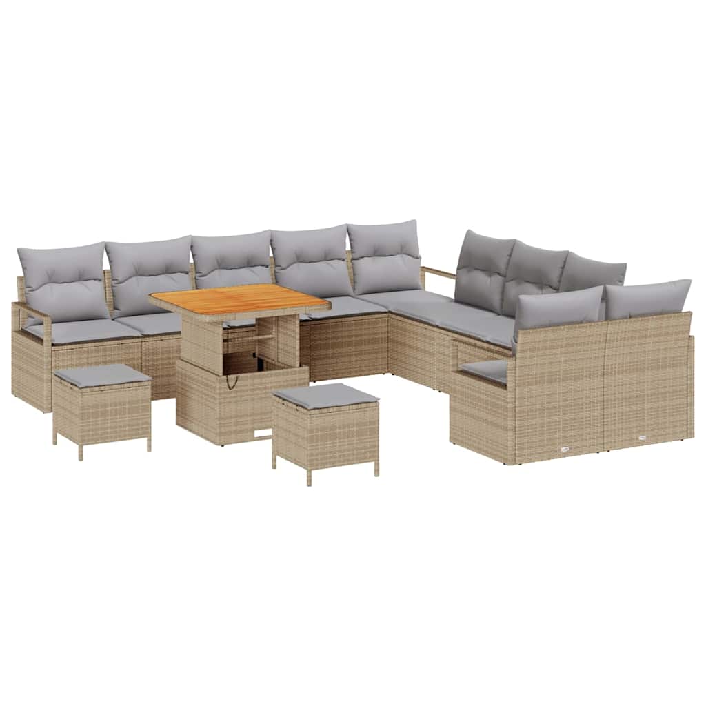 Garten-Sofa-Set mit Kissen 13 pcs Beige und Hellgrau