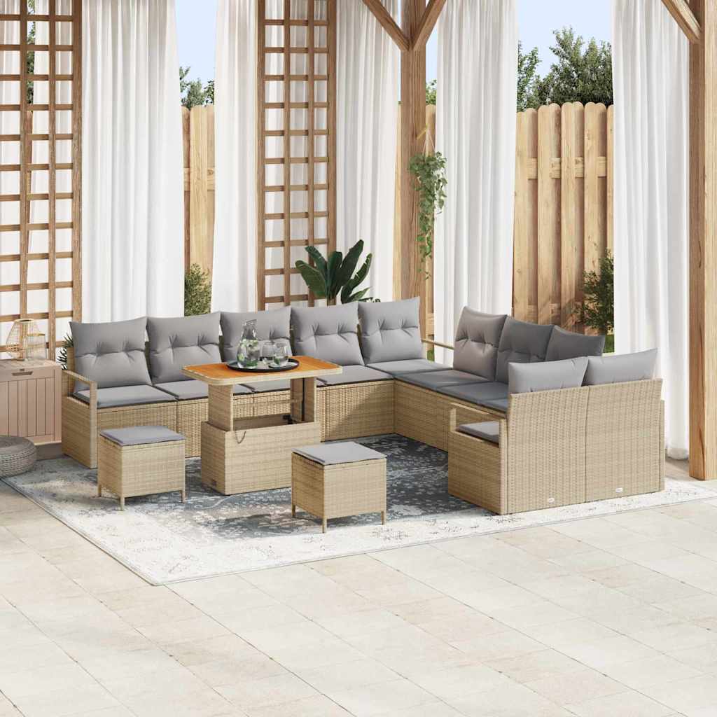 Garten-Sofa-Set mit Kissen 13 pcs Beige und Hellgrau
