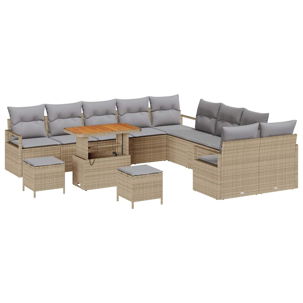 Garten-Sofa-Set mit Kissen 13 pcs Beige und Hellgrau