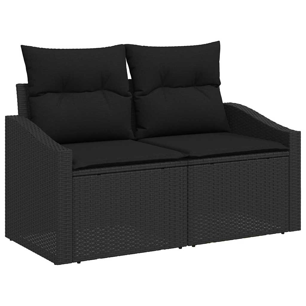 Garten-Sofa-Set mit Kissen mit Speicher 8 pcs Schwarz
