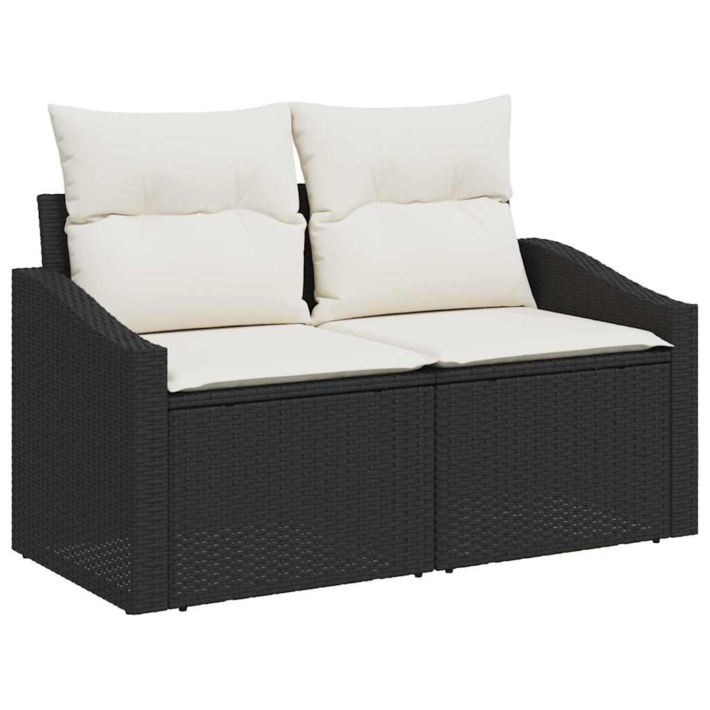 Garten-Sofa-Set mit Kissen 10 pcs Schwarz und Creme