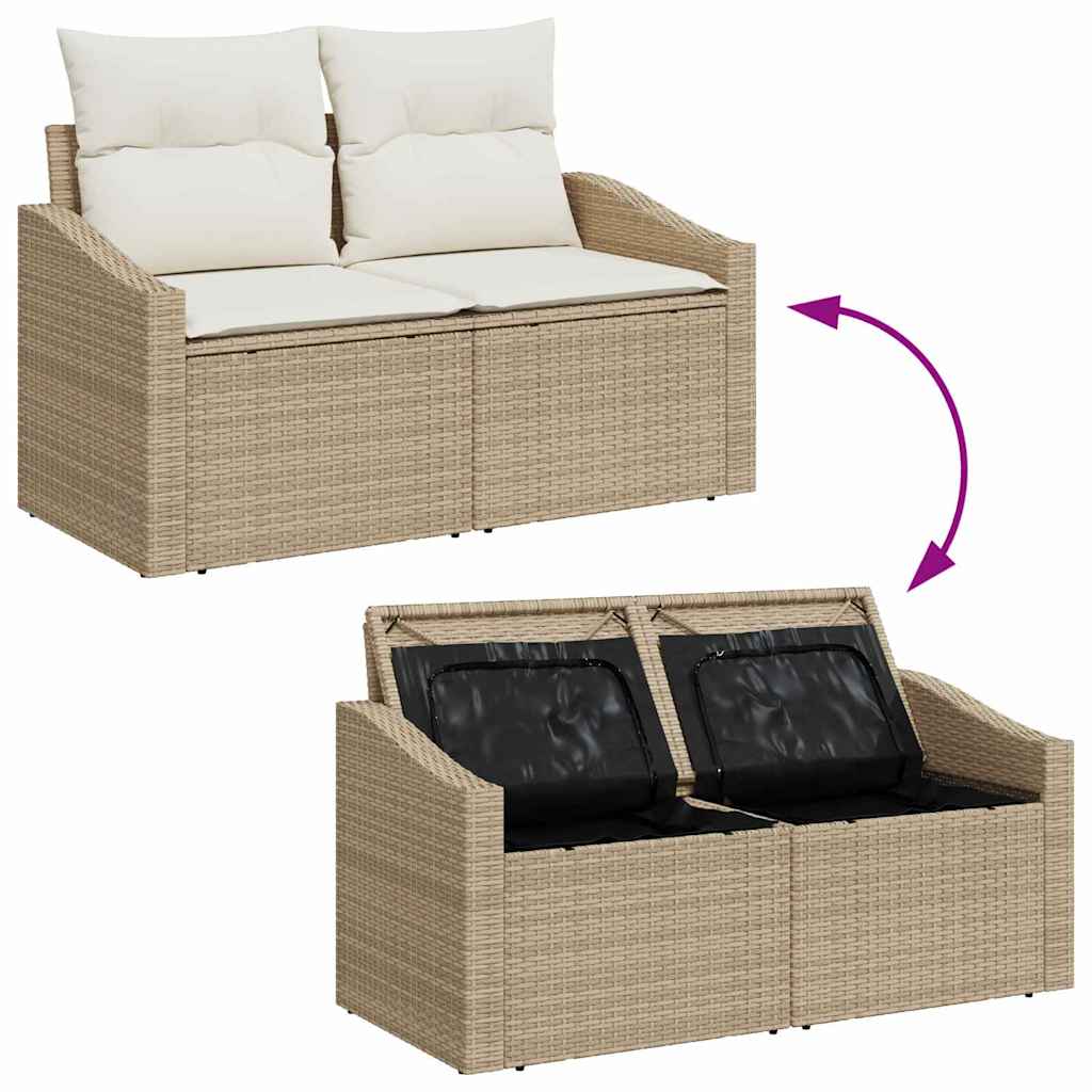Garten-Sofa-Set mit Kissen mit Speicher 10 pcs Beige und Creme