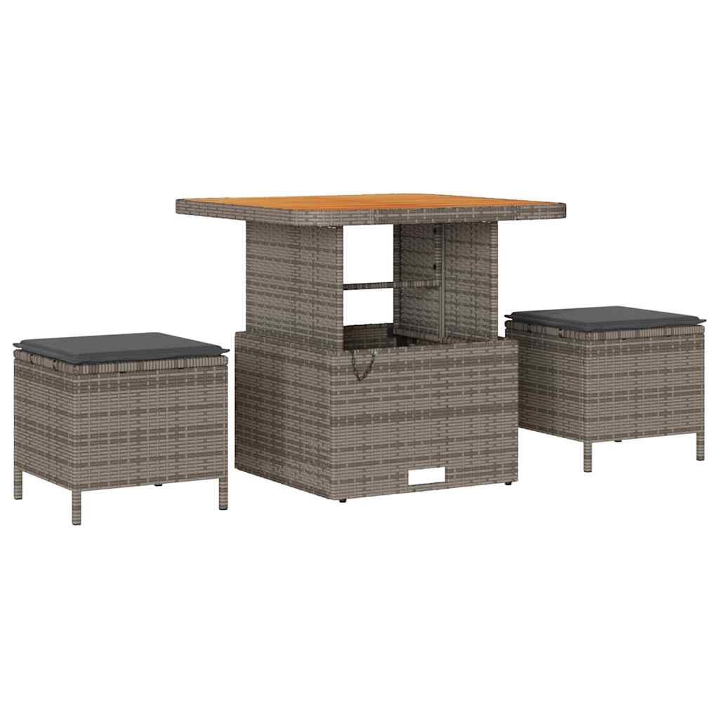 Gartensofa-set mit Kissen mit Speicher 13 pcs Grau Poly Rattan