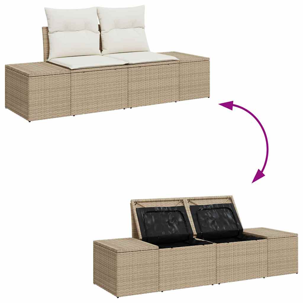 Gartensofa-set mit Kissen mit Speicher 10 pcs Beige Poly Rattan