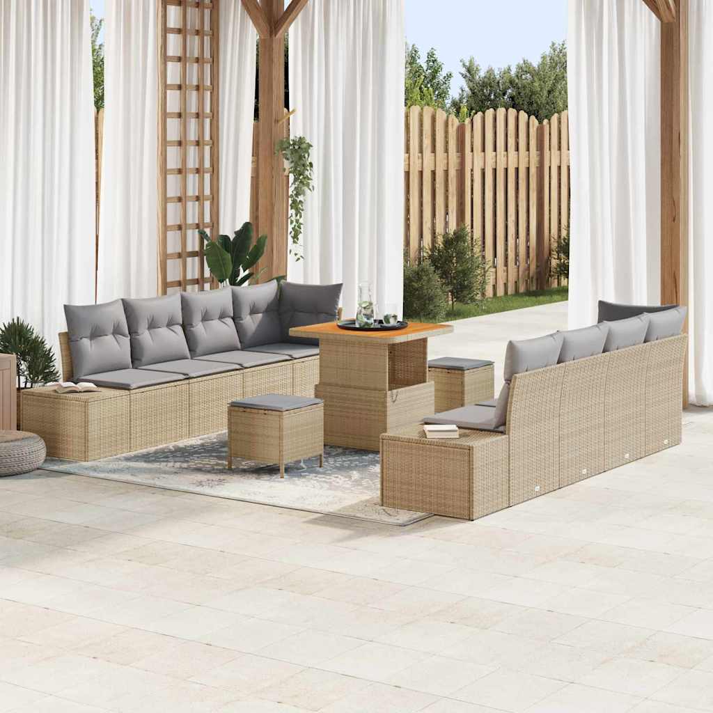 Gartensofa-set mit Kissen Beige 80 x 80 x 71 cm Poly Rattan