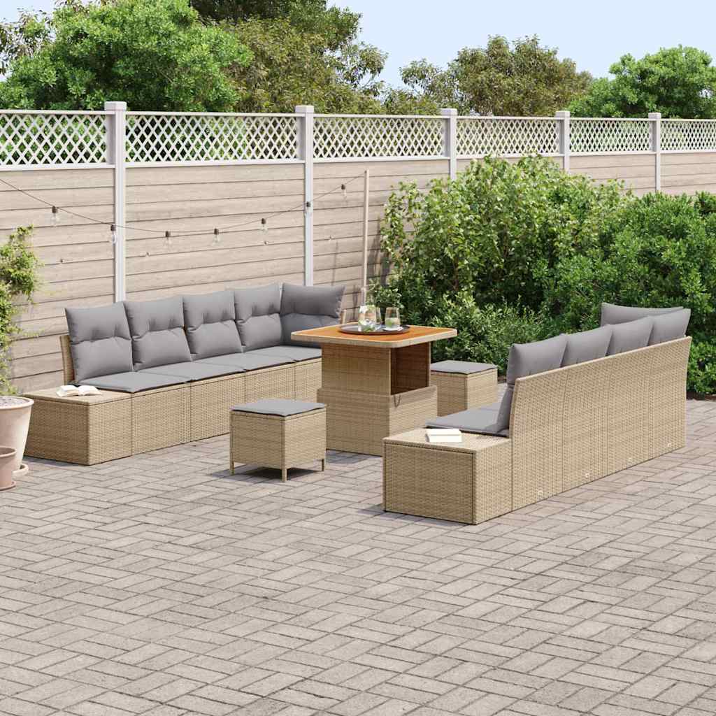 Gartensofa-set mit Kissen Beige 80 x 80 x 71 cm Poly Rattan