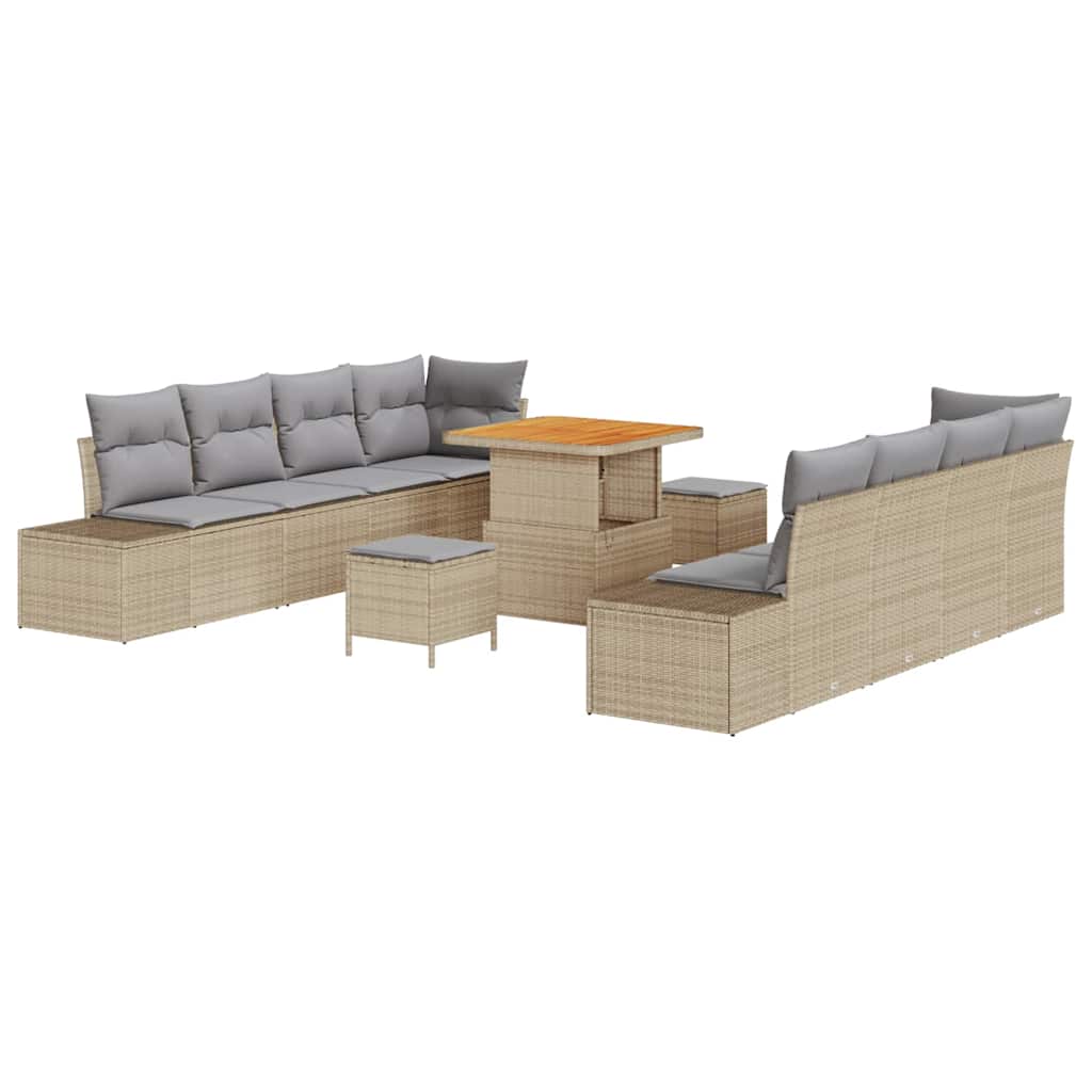 Gartensofa-set mit Kissen Beige 80 x 80 x 71 cm Poly Rattan