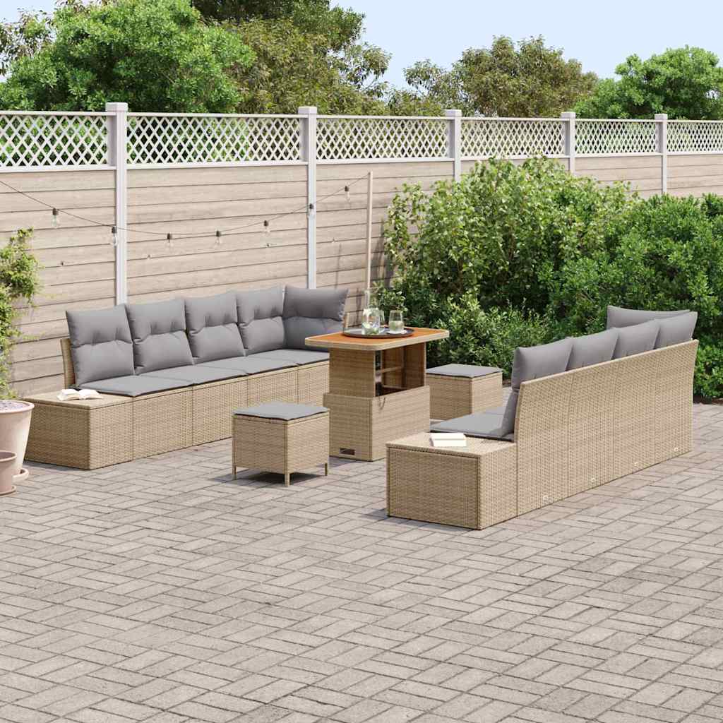 Gartensofa-set mit Kissen Beige 90 x 55 x 71 cm Poly Rattan