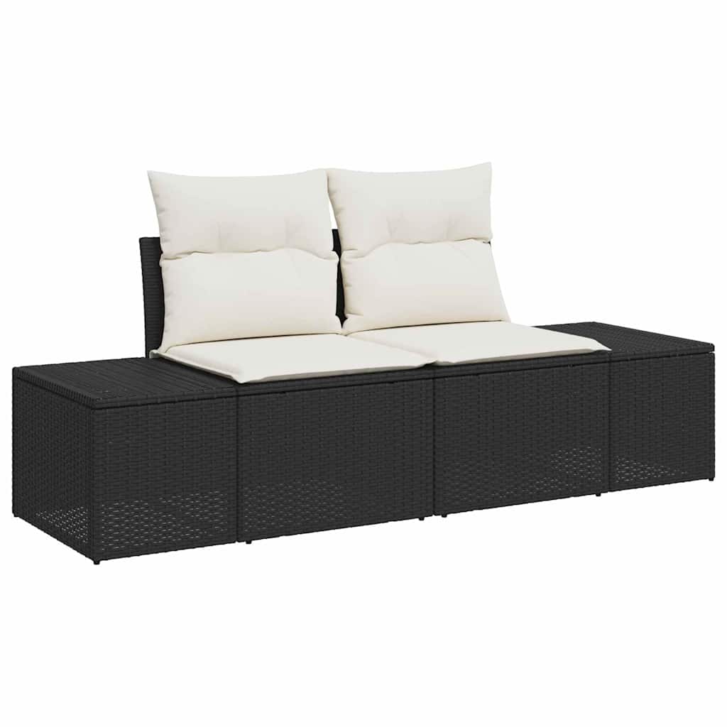 Gartensofa-set mit Kissen 10 pcs Schwarz Poly Rattan