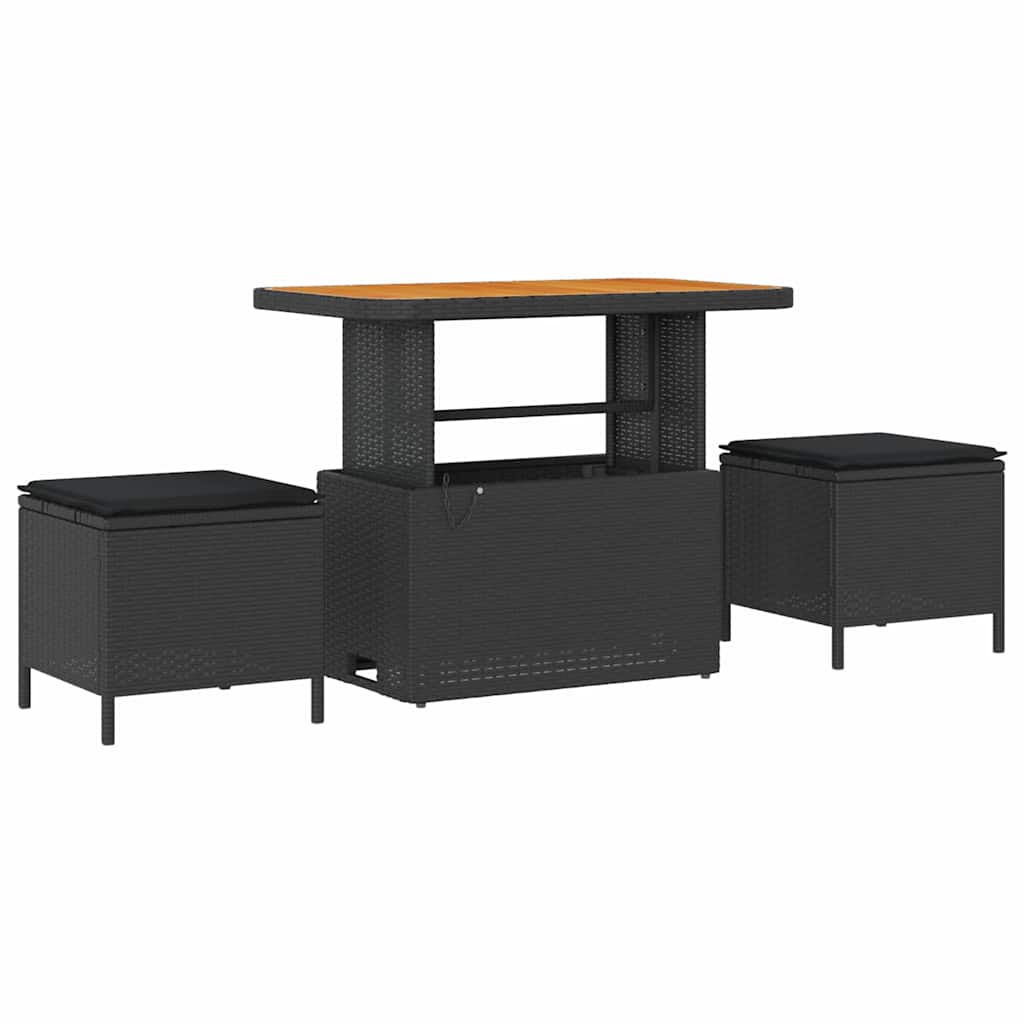 Gartensofa-set mit Kissen 9 pcs Schwarz Poly Rattan